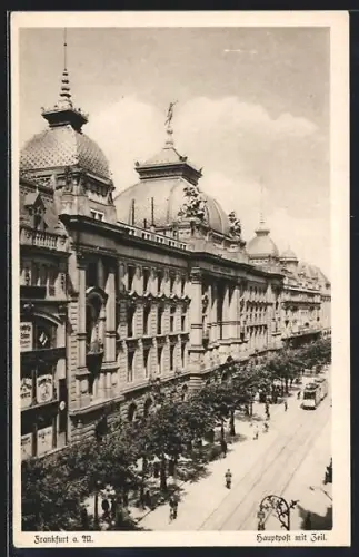 AK Frankfurt a. M., Hauptpost mit Zeil