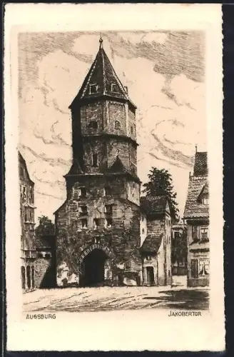 Künstler-AK Augsburg, Jakobertor