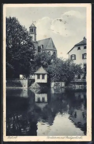 AK Erfurt, Breitstrom mit Predigerkirche