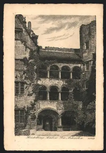 Künstler-AK Heidelberg, Schloss-Die Arkaden
