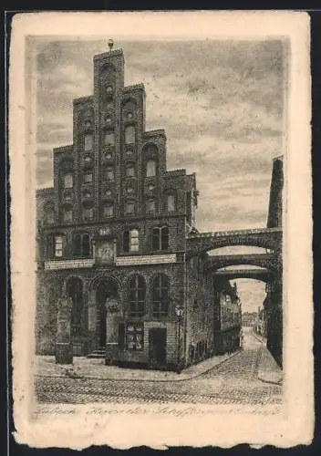 Künstler-AK Lübeck, Haus der Schiffergesellschaft