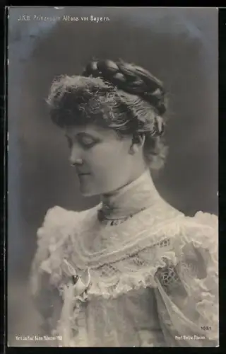 AK Prinzessin Alfons von Bayern im weissen Kleid