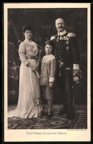 AK Prinz Alfons von Bayern mit Familie