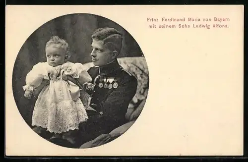 AK Prinz Ferdinand Maria von Bayern mit seinem Sohn Ludwig Alfons