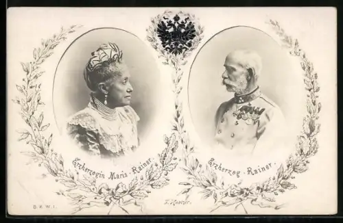 AK Portrait Erzherzogin Maria-Rainer & Erzherzog Rainer