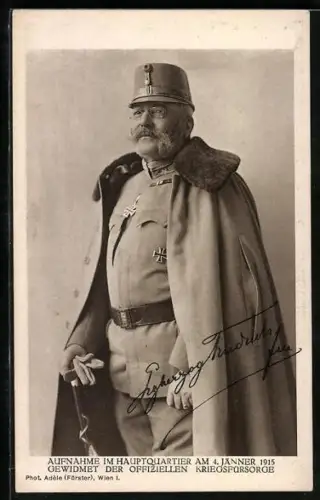 AK Erzherzog Theodor von Österreich im Uniformmantel