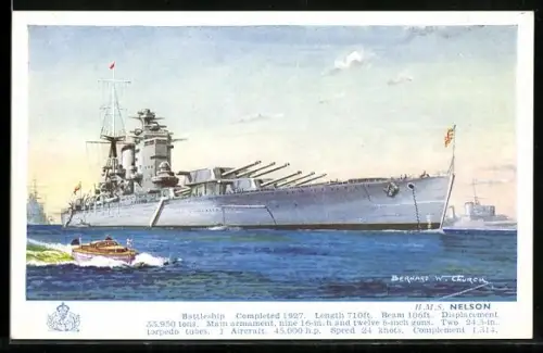 AK Battleship H.M.S. Nelson, displacement 33.950 tons, Kriegsschiff