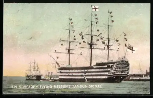 AK H.M.S. Victory flying Nelson`s famous signal, Kriegsschiff