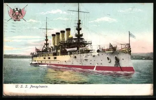 AK Kriegsschiff U.S.S. Pennsylvania vor Anker