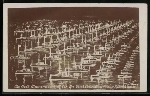 AK Spithead, The Fleet Illumination after the Great Coronation Review, Kriegsschiff