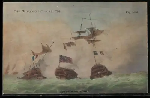 AK Britische Segellinienschiff Glorious in der Seeschlacht 1st June 1794