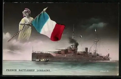 AK French Battleship Lorraine, Kriegsschiff