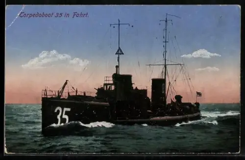 AK Torpedoboot 35 in Fahrt, Kriegsschiff