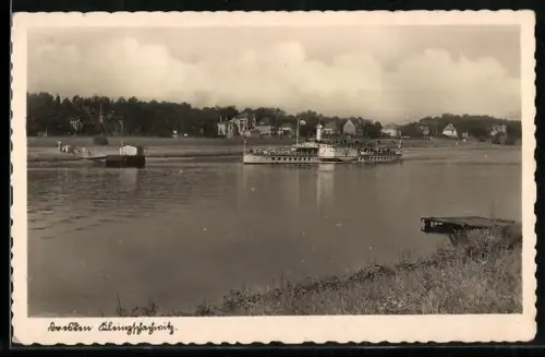 AK Dresden, Kleinzschachwitz, Raddampfer Dresden auf der Elbe