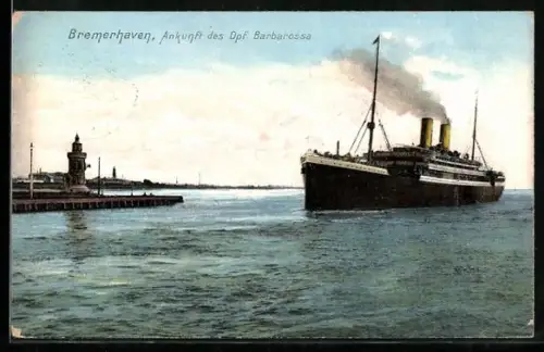 AK Bremerhaven, Ankunft des Dampfers Barbarossa, Ammersee