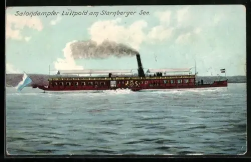 AK Starnberger See, Ansicht vom Salondampfer Luitpold in Fahrt