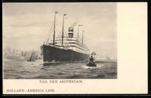 Künstler-AK Holland-America Line Passagierschiff TSS New Amsterdam