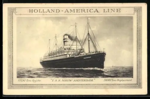 AK Passagierschiff T.S.S. New Amsterdam der Holland-America Line