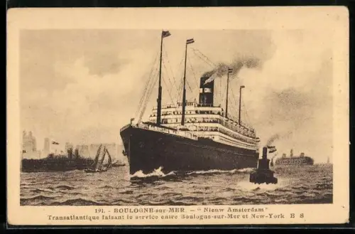 AK Passagierschiff Nieuw Amsterdam im Hafen von New York