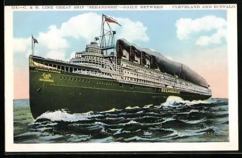 AK C. & B. Line Great Ship Seeandbee, daily between Cleveland and Buffalo