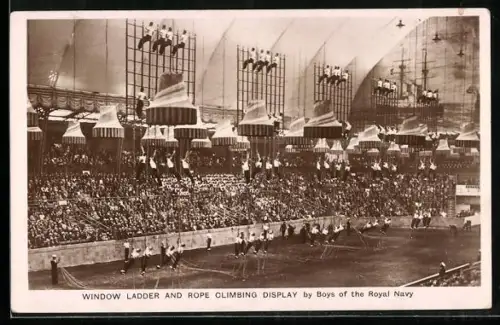 AK Window ladder and rope climbing display by boys of the Royal Navy