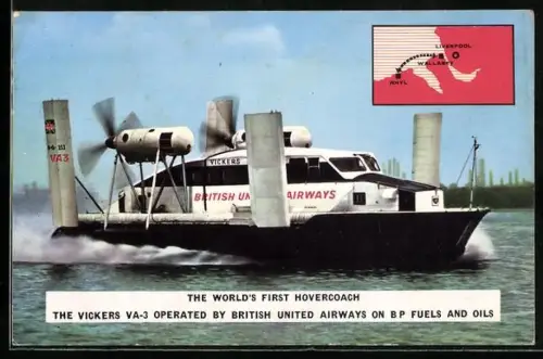 AK The Vickers VA-3, the world`s first hovercoach operated by the British United Airways