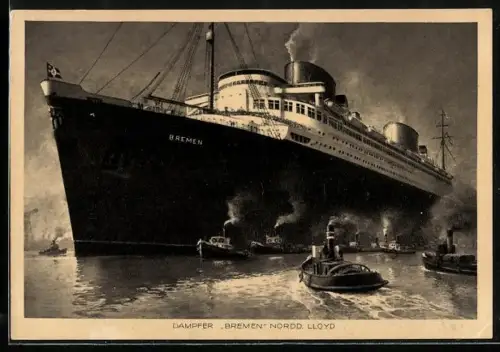 AK Dampfer Bremen des Norddeutscher Lloyd, Passagierschiff