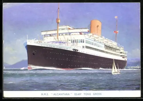 AK Passagierschiff RMS Alcantara mit 22607 BRT auf See
