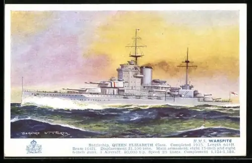 AK HMS Warspite, Battleship Queen Elizabeth Class, Kriegsschiff