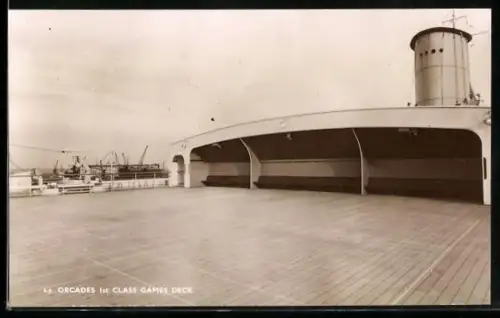 AK S.S. Orcades of the Orient Line, 1st Class Games Deck, Passagierschiff