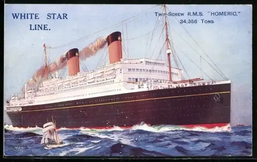 Künstler-AK Twin-Srew RMS Homeric, White Star Line Passagierschiff