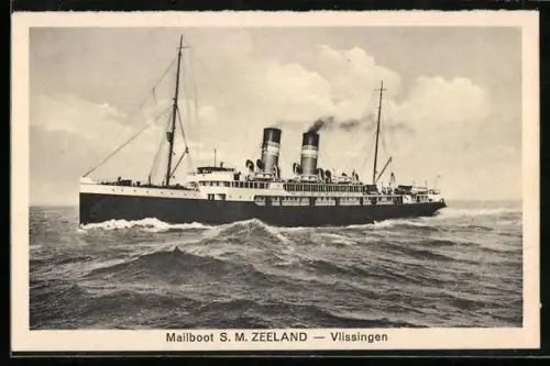 AK Passagierschiff SM. Zeeland auf dem Meer