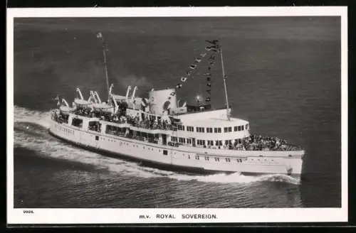 AK Passagierschiff M.V. Royal Sovereign aus der Vogelschau, Baujahr 1948