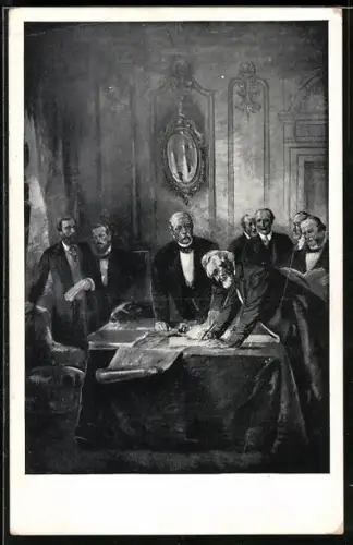 AK Fürst Otto von Bismarck bei einer Unterredung, Frankfurter Friede 1871