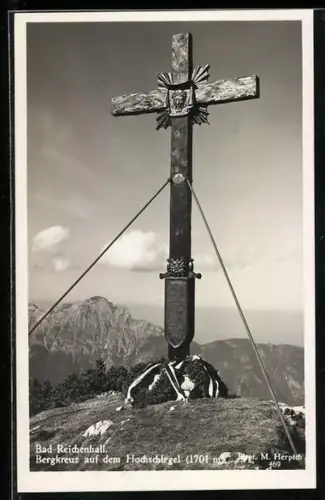 AK Bad Reichenhall, Gipfelkreuz auf dem Hochschlegel