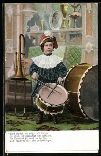 AK Junge mit einer Trommel