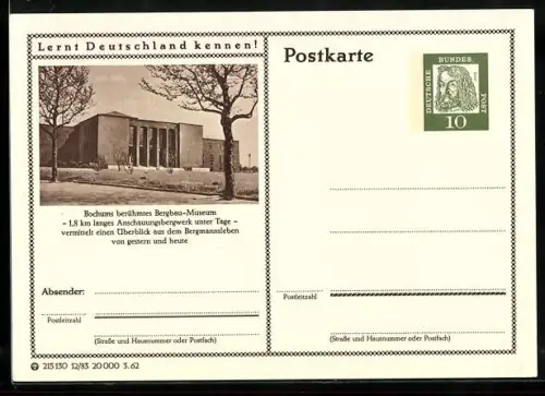 AK Bochum, Bergbau-Museum, Ganzsache Lernt Deutschland kennen