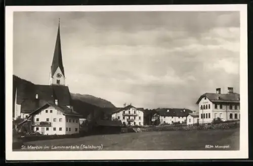 AK St. Martin im Lammertale, Ortspanorama mit Kirche