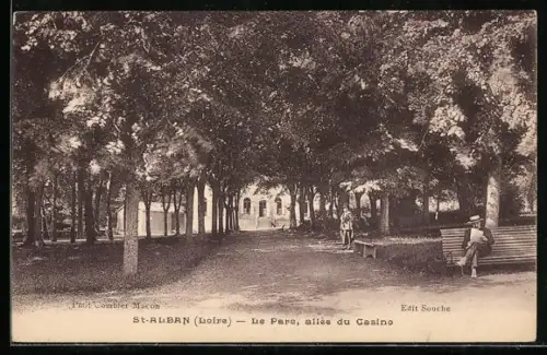 AK Saint-Alban /Loire, Le Parc, allée du Casino