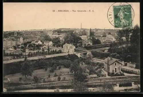 AK Essonne, Vue Générale, Teilansicht mit Eisenbahntrasse
