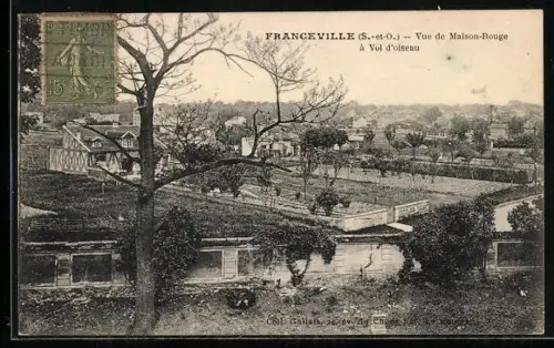 AK Franceville, Vue de Maison-Rouge á Vol d`oiseau