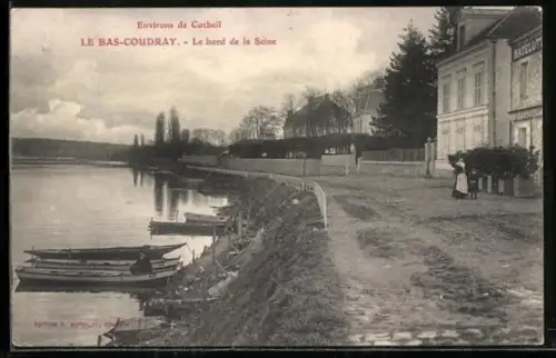 AK Le Bas-Coudray, Le bord de la Seine