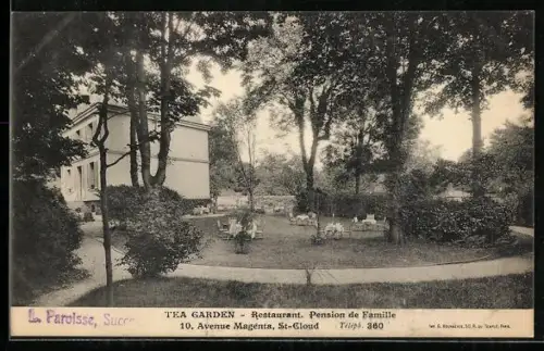 AK St-Cloud, Tea Garden, Restaurant Pension de Famille, Avenue Magenta