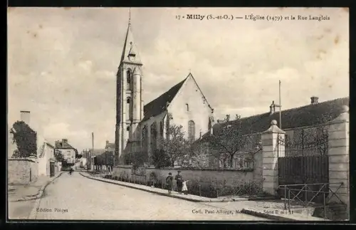 AK Milly, L`Èglise et la Rue Langlois