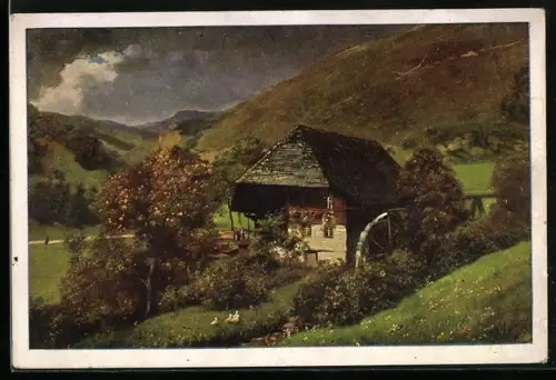 Künstler-AK H. Hoffmann: Mühle im Schwarzwald
