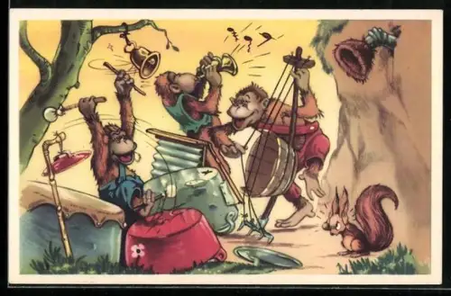 AK Comic Doremias Das, Affen-Combo macht laute Musik