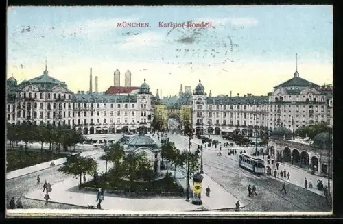AK München, Karlstor-Rondell, Strassenbahn
