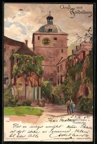Künstler-AK Heinrich Kley: Heidelberg, Ruprechtsbau & Torturm