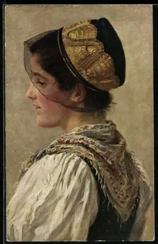 Künstler-AK W. Hasemann: Schwarzwälderin in Tracht