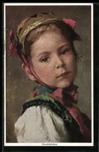 Künstler-AK Wohlgemuth & Lissner, Primus-Postkarte No.930: Mädchen in Trachtenkleidung